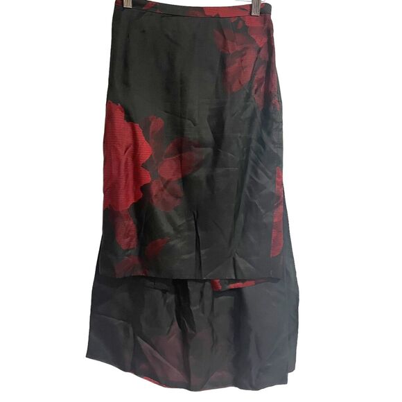 No 21 Skirt with Train size 40/small Black Red Floral Viscose - Picture 1 of 6